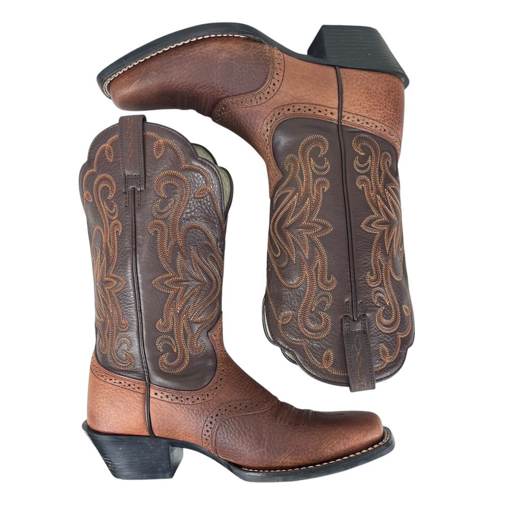 Ariat Women 7B Two Tone Leather Square Toe Western Rodeo Pull On Boots - Picture 9 of 12